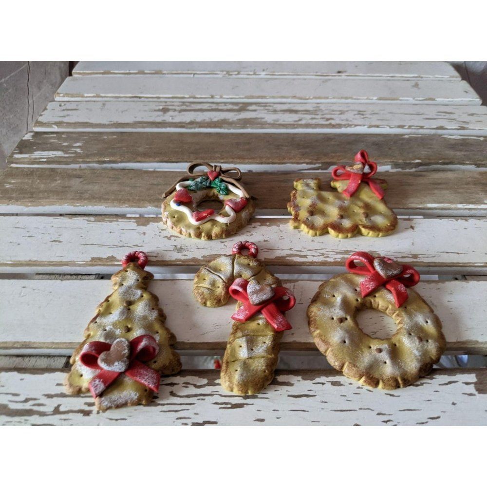Vintage Cookie Tree Wreath Train Candy Cane Set of